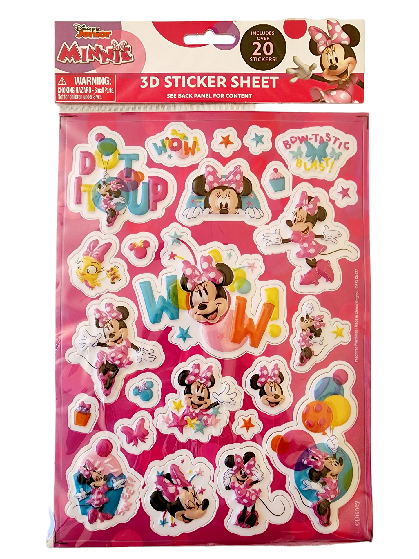 Minnie Boutique Raised Sticker Sheet in Poly Bag with a Header/Set of 2