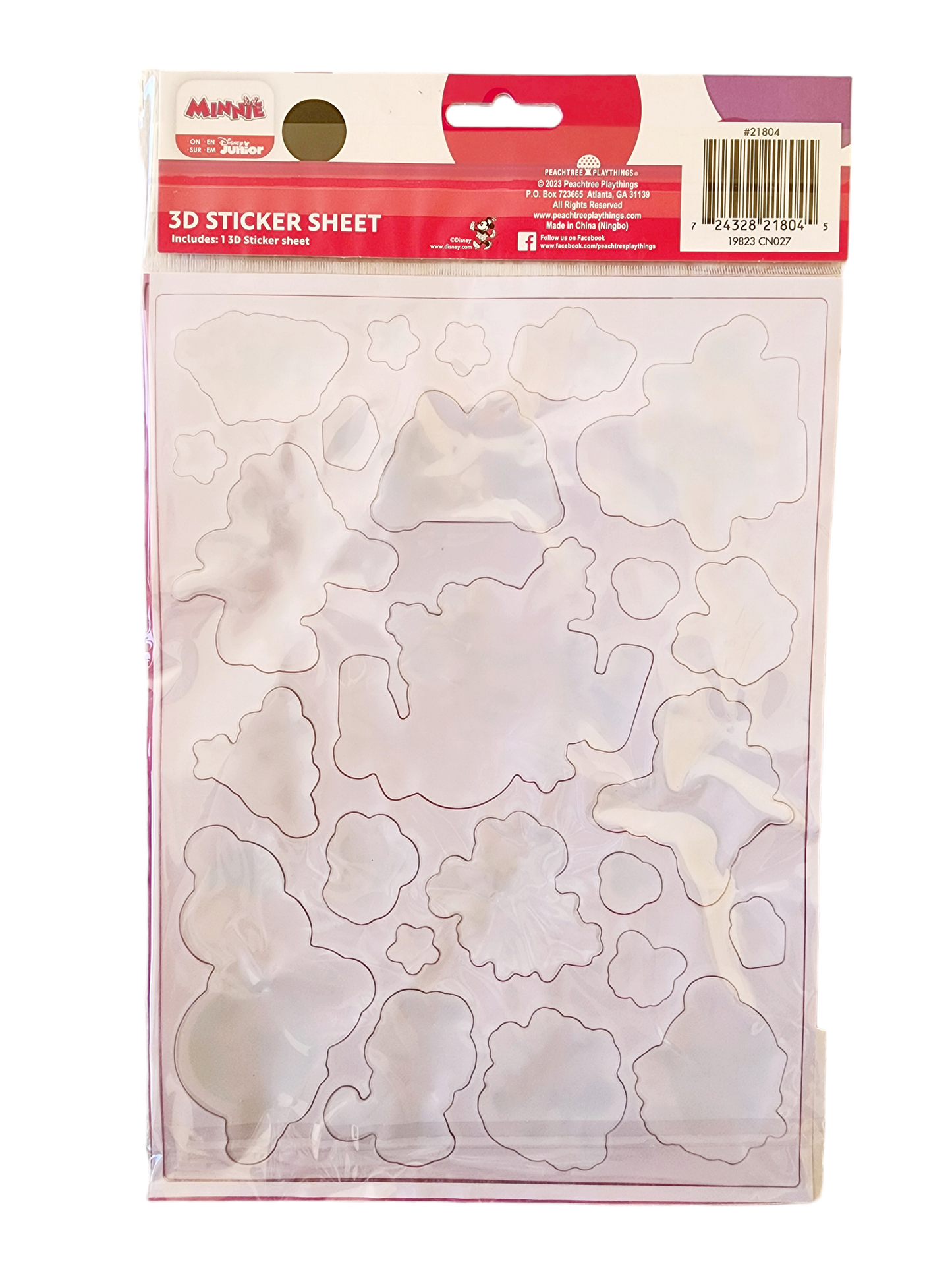 Minnie Boutique Raised Sticker Sheet in Poly Bag with a Header/Set of 2