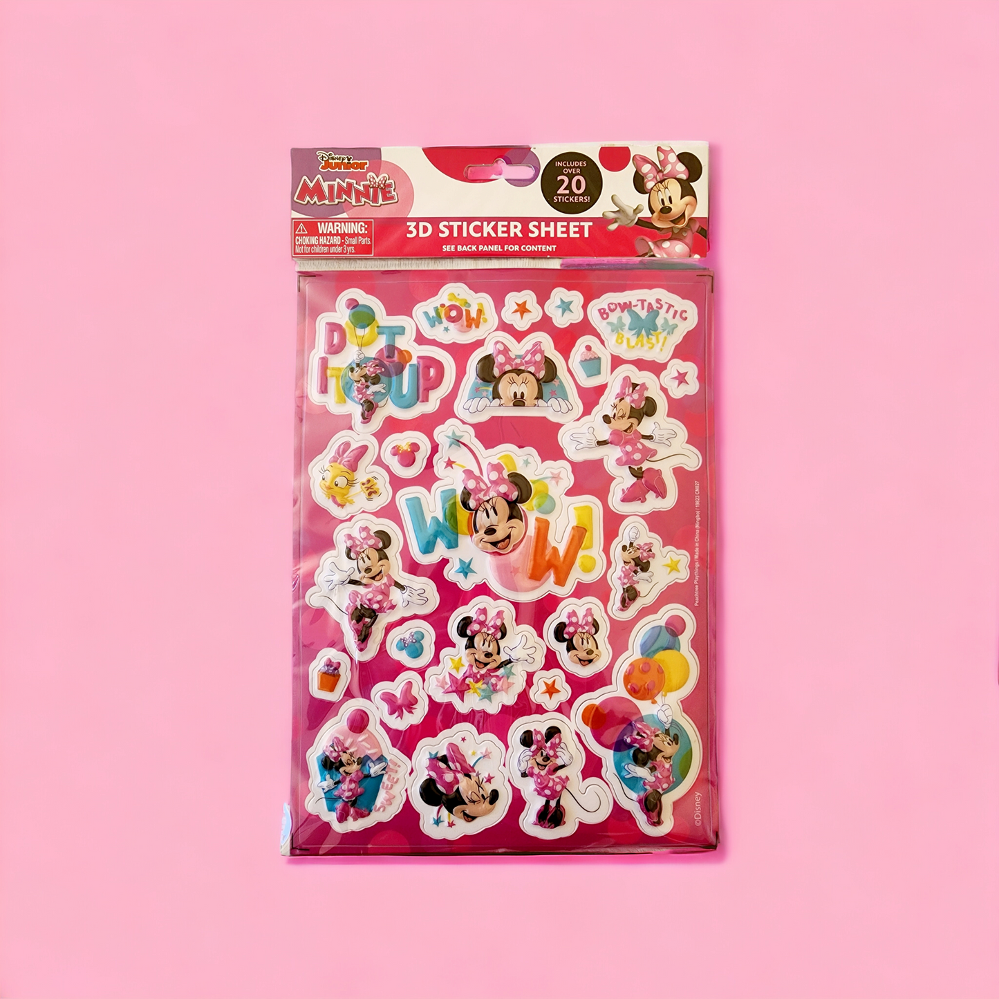 Minnie Boutique Raised Sticker Sheet in Poly Bag with a Header/Set of 2