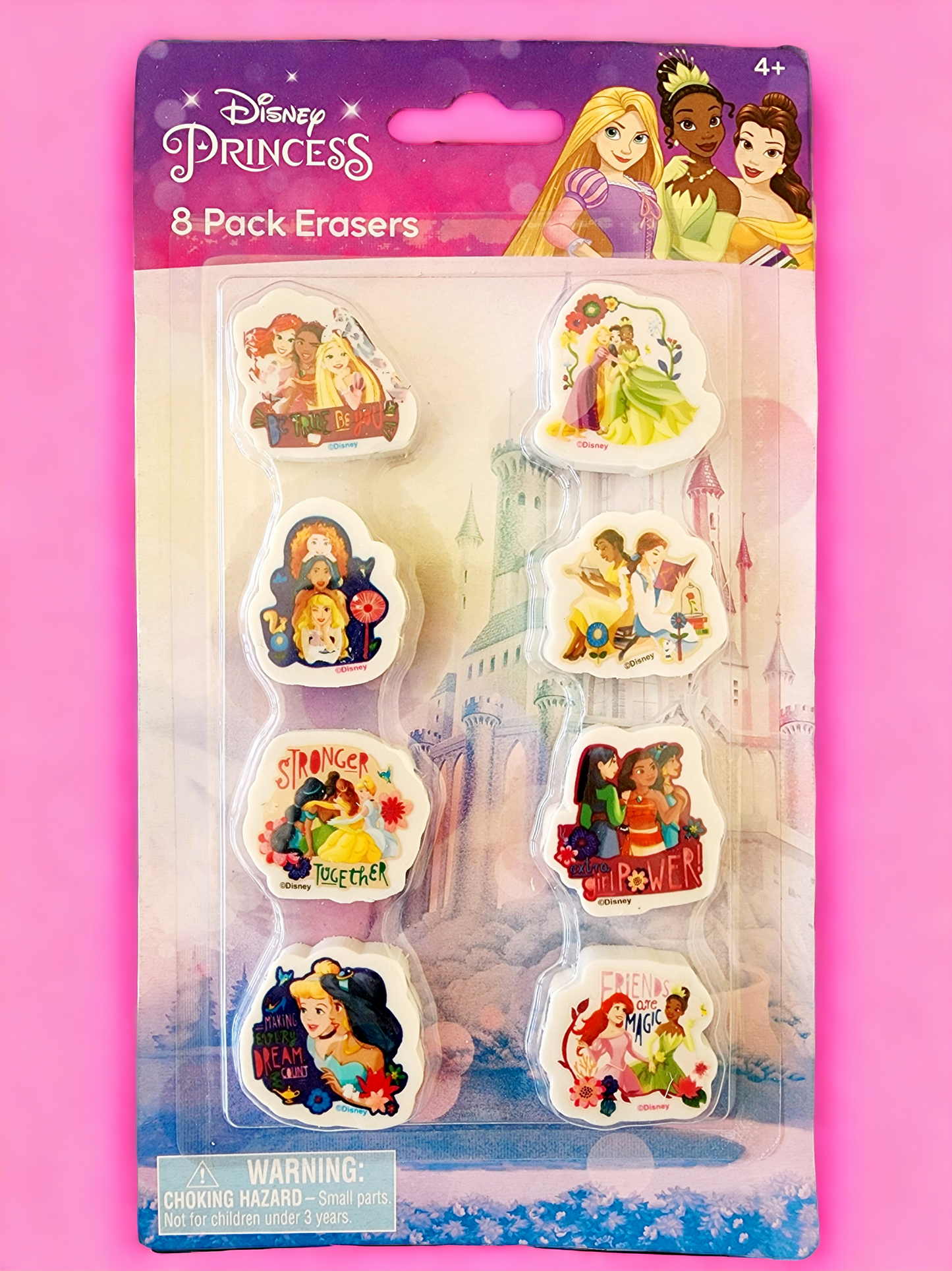 Princess 8pk Eraser on Blister Card