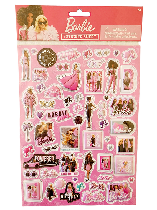 Barbie Raised Sticker Sheet in Poly Bag with a Header/ Set of 2