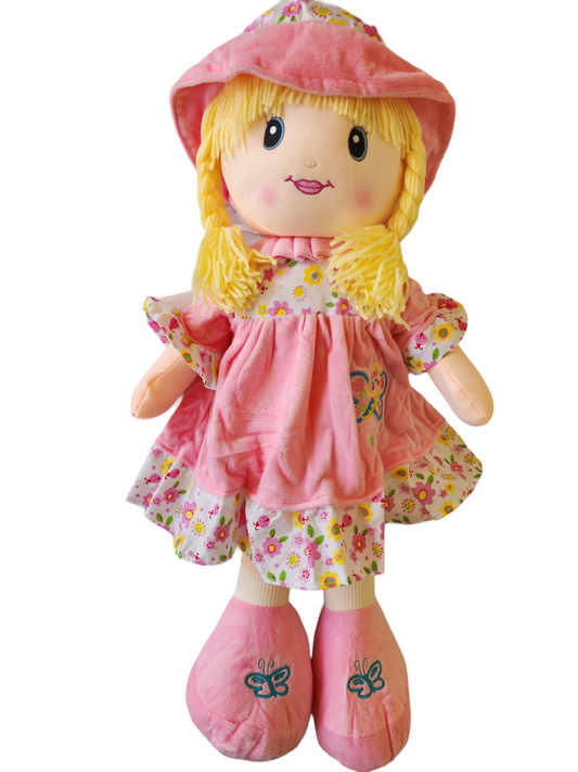 24-Inch Adorable Soft Plush Pink Rag Doll