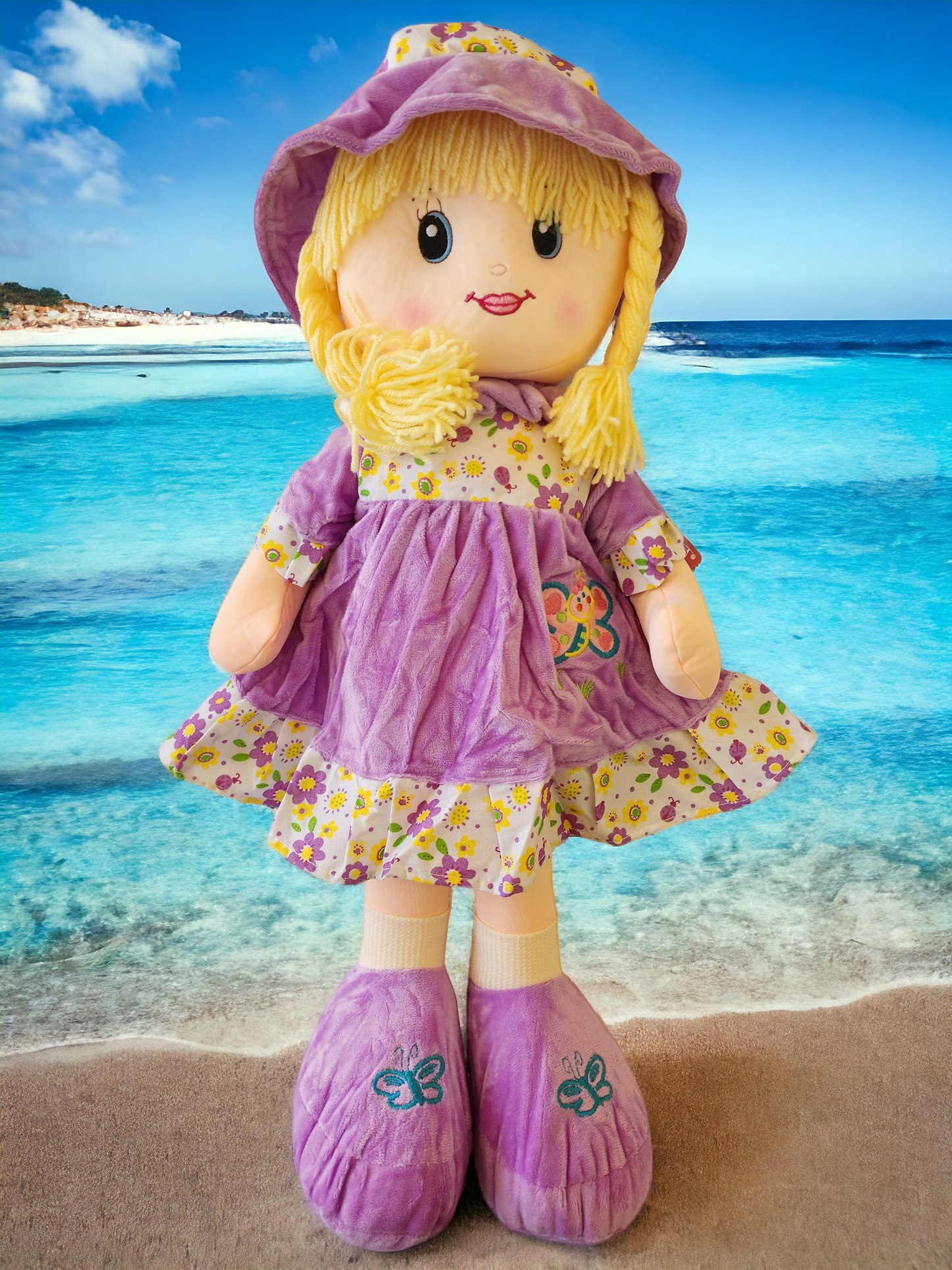 24-Inch Adorable Soft Plush Purple Rag Doll