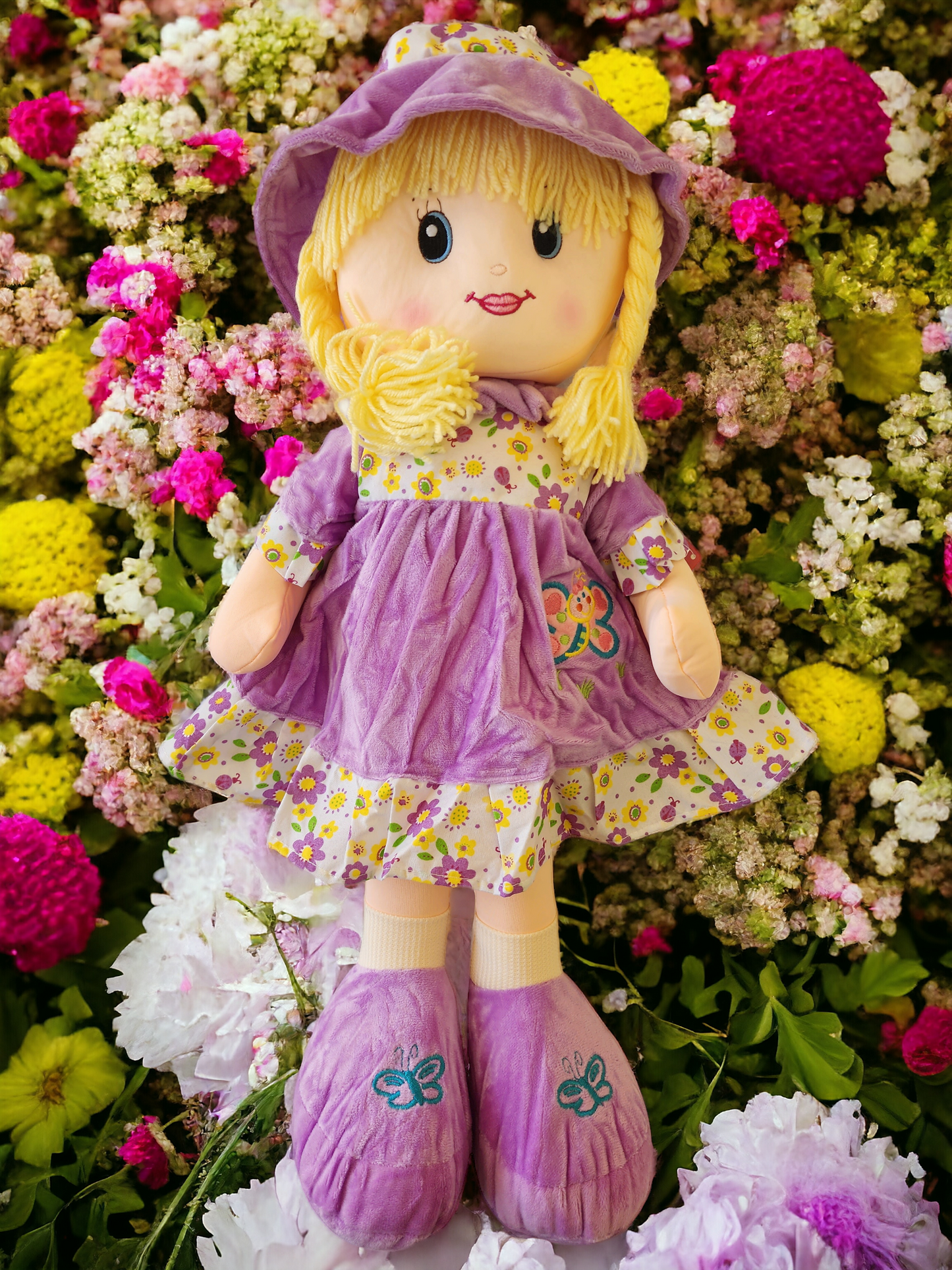 24-Inch Adorable Soft Plush Purple Rag Doll