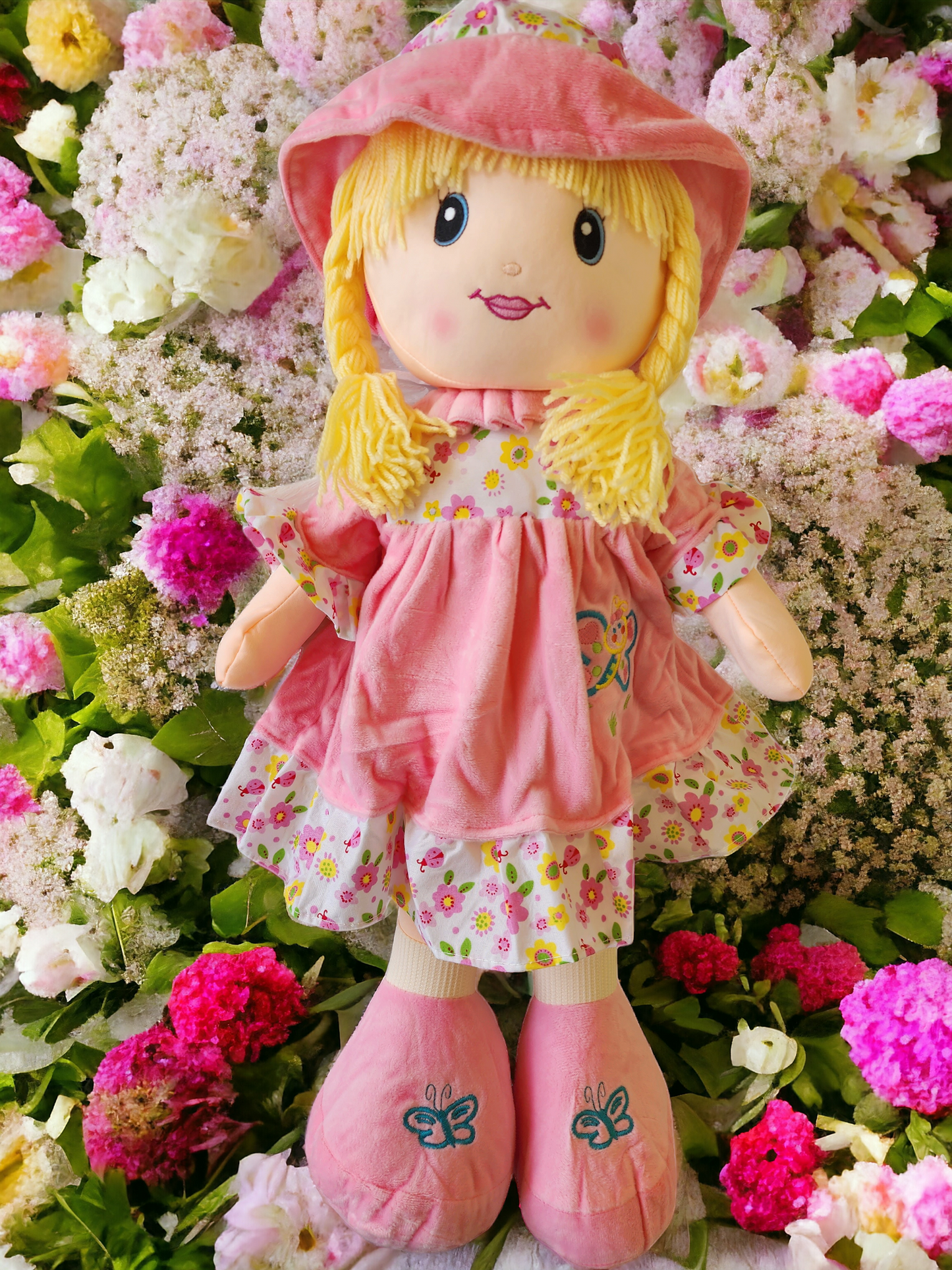 24-Inch Adorable Soft Plush Pink Rag Doll