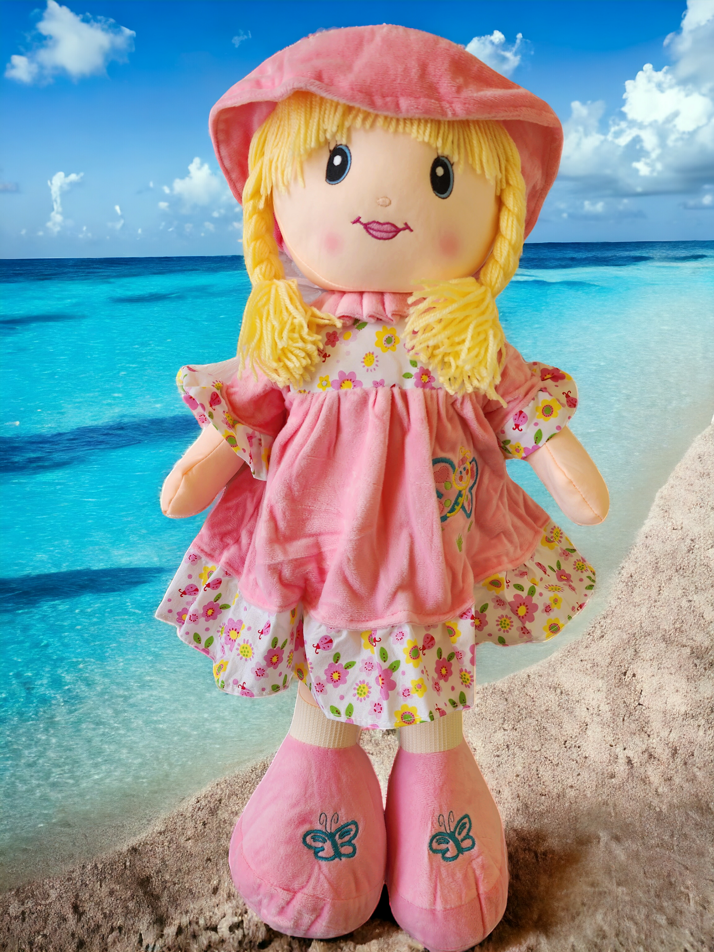 24-Inch Adorable Soft Plush Pink Rag Doll